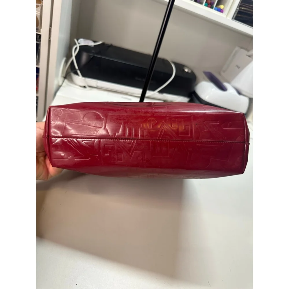 Women's Prada Deep Red Embossed Patent Leather Shoulder Bag One Size - Picture 12 of 16